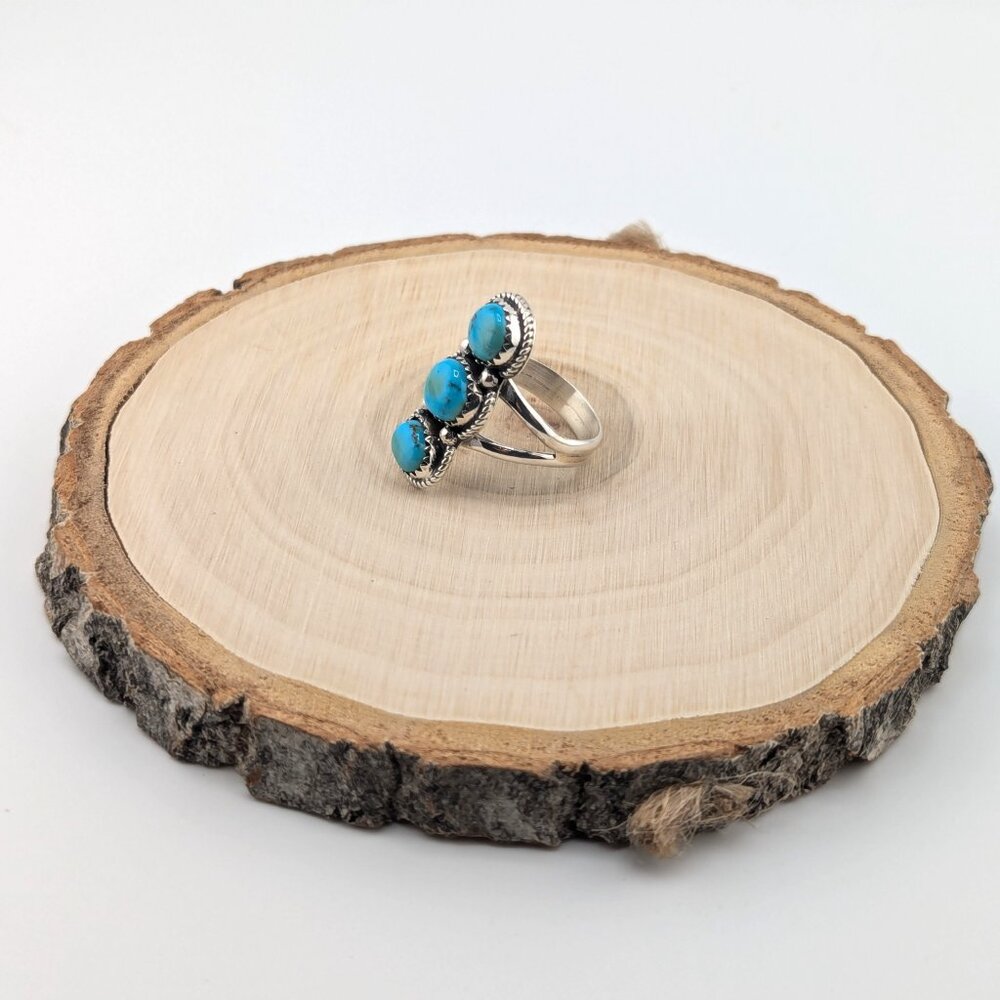 Handmade Navajo Blue Diamond Turquoise Ring Sterling Silver NA Jewelry Sz 8.75** - Picture 7 of 9